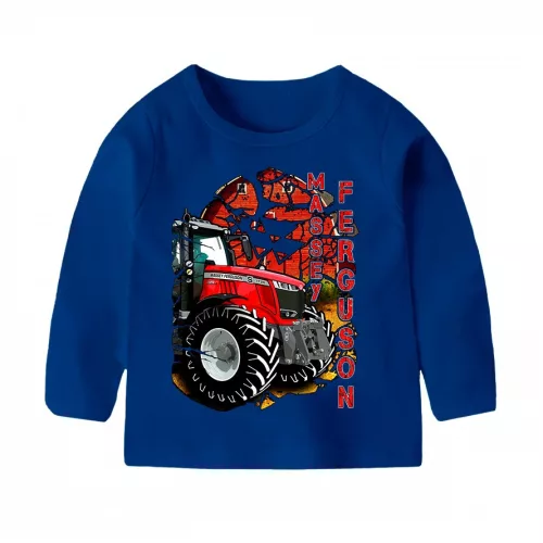 detské tričko massey ferguson modré s dlhým rukávom