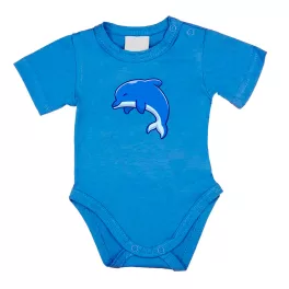 delfín krátky rukáv body pre bábätká modrá