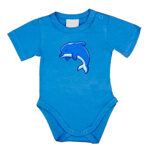 delfín krátky rukáv body pre bábätká modrá