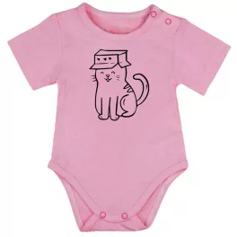 boxy mačiatko krátky rukáv body pre bábätká ružová