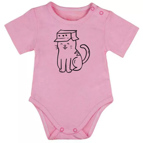 boxy mačiatko krátky rukáv body pre bábätká ružová