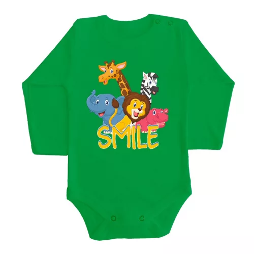 smile body pre bábätká dlhý rukáv zelený