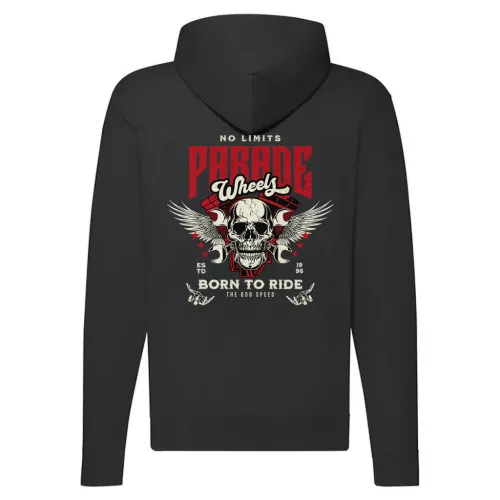 parade motorcycle mikina na zips, čierna