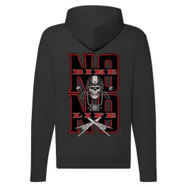 no bike no life motorcycle mikina na zips, čierna