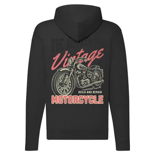 the authentic vintage motorcycle mikina na zips, čierna
