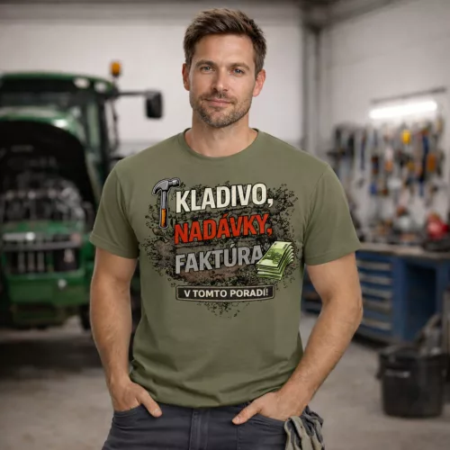 Kladivo, Nadávky, Účet... Zelená tričko s motívom mechanika traktorov