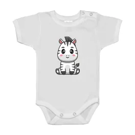 zebra krátky rukáv body pre bábätká biela