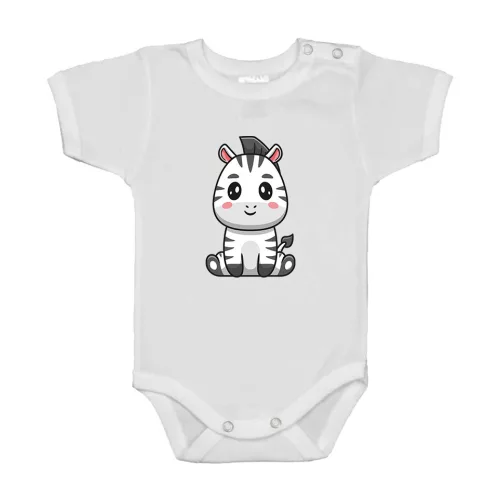 zebra krátky rukáv body pre bábätká biela
