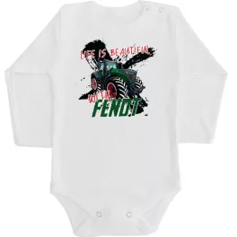 fendt body pre bábätká s dlhým rukávom v bielej farbe