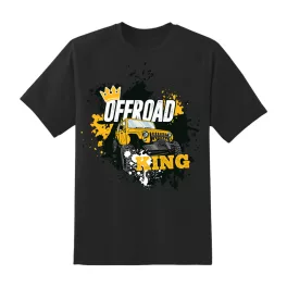 čierne tričko so žltým vzorom offroad king