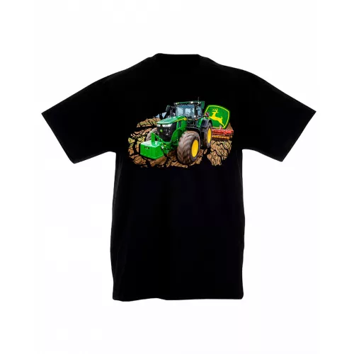čierne detské tričko  zelený traktor