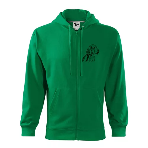 beagle pes zelená mikina