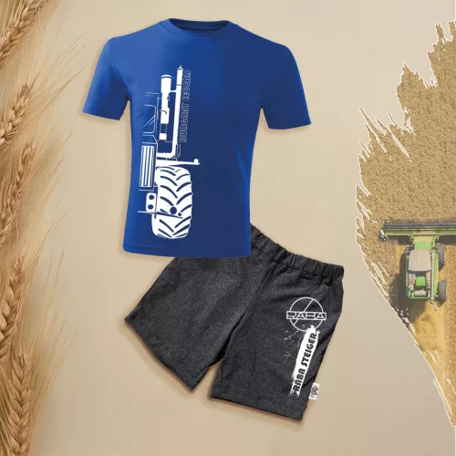 steiger obrys modrý detský sada s krátkym rukávom a šortkami