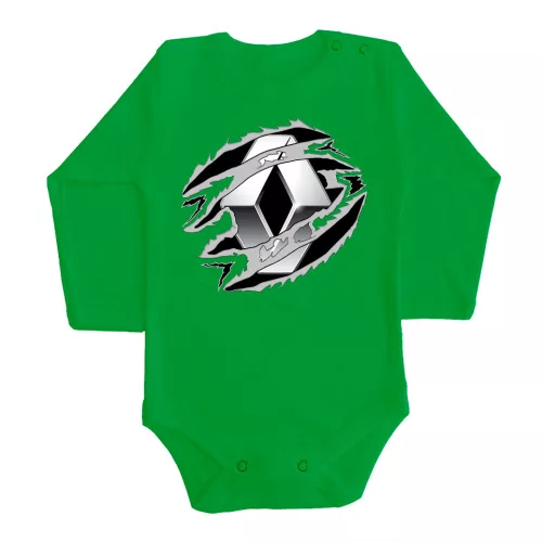 renault zelené dojčenské telo s dlhým rukávom