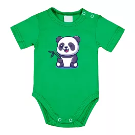 panda krátky rukáv body pre bábätká zelená