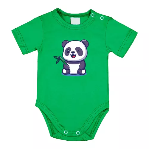 panda krátky rukáv body pre bábätká zelená