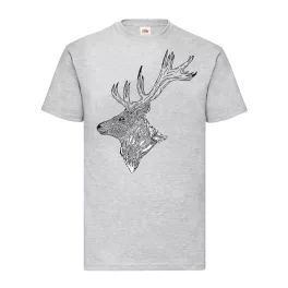 šedé tričko s profilom jeleňa