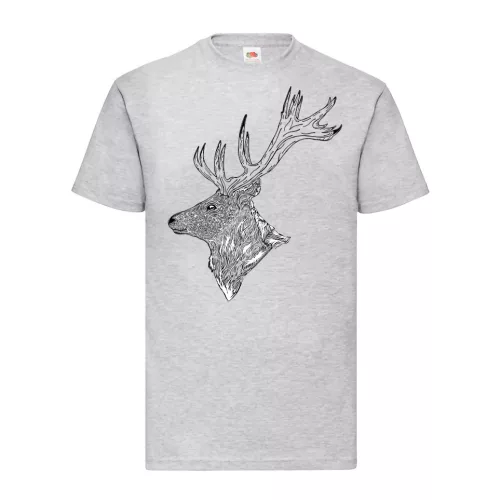 šedé tričko s profilom jeleňa