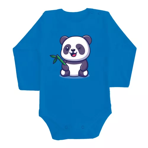 panda dlhý rukáv body pre bábätká modrá