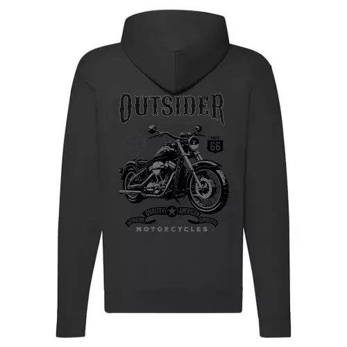 outsider motorcycle mikina na zips, čierna