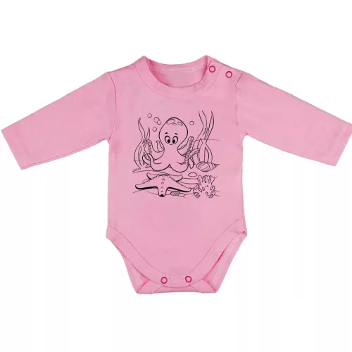 chobotnice dlhý rukáv body pre bábätká ružová