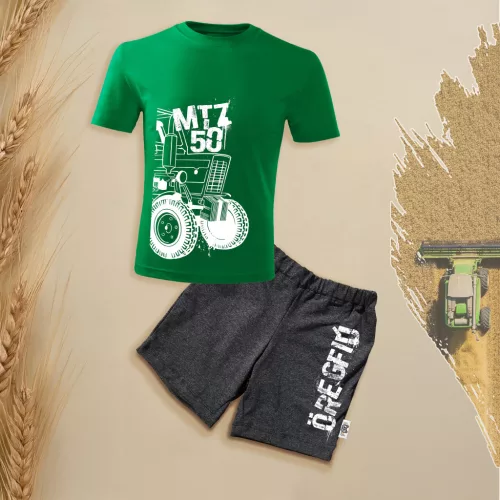 detská súprava krátkych rukávov a šortiek mtz 50 obrys zelená