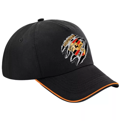 baseball čiapka porsche s čierno oranžovožltou brimou