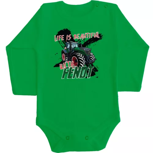 fendt detské body s dlhým rukávom zelené