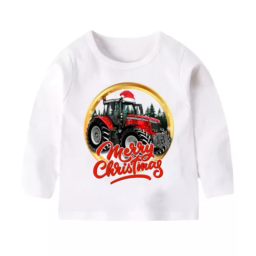 detské biele tričko massey ferguson s dlhým rukávom