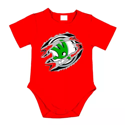 skoda červené dojčenské body s krátkym rukávom