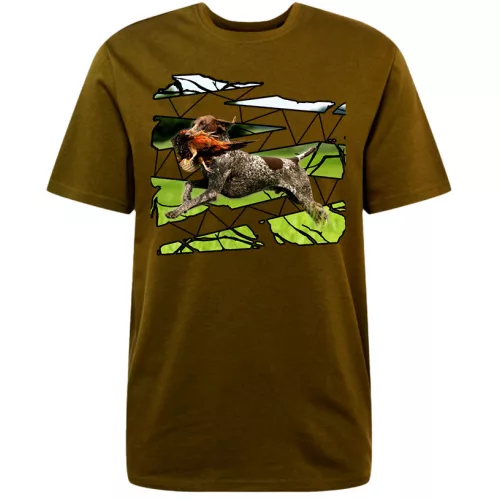 nemecká vizsla s bažantím hnedým tričkom