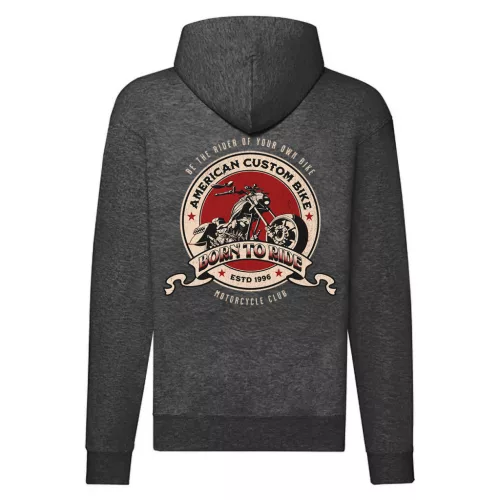 american custom bike motorcycle mikina na zips, sivá
