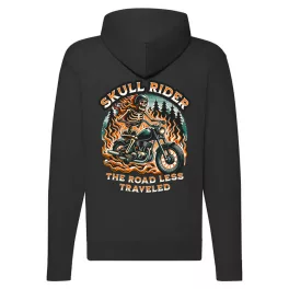 skull rider motorcycle mikina na zips, čierna