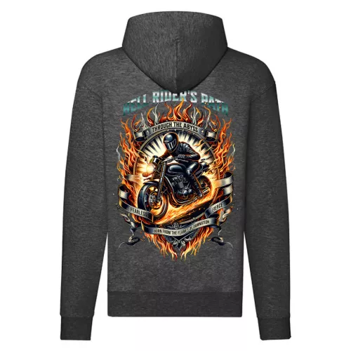 hell rider's motorcycle mikina na zips, sivá