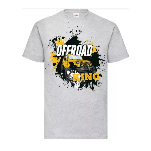 žlté tričko so vzorom offroad king sivé tričko