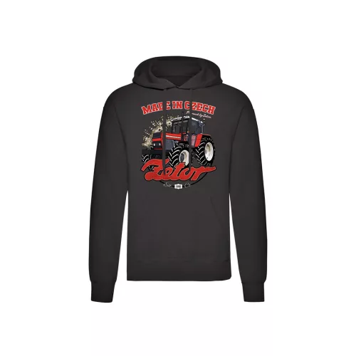 zetor mikina s kapucňou a klokaní vreckom, čierna