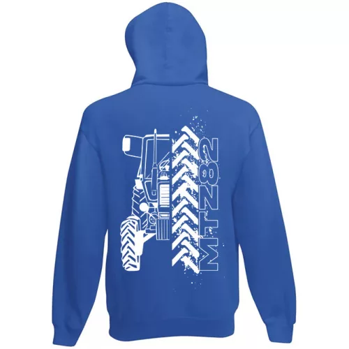 mtz 82 modrý kruhový sveter na zips s bielym vzorom