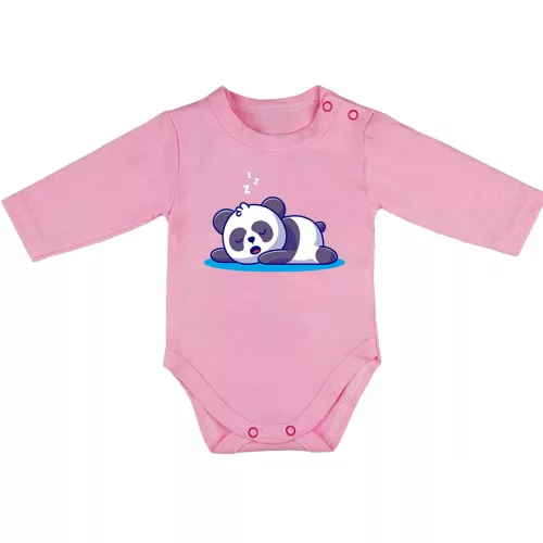 spiaca panda dlhý rukáv body pre bábätká ružová