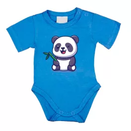panda krátky rukáv body pre bábätká modrá