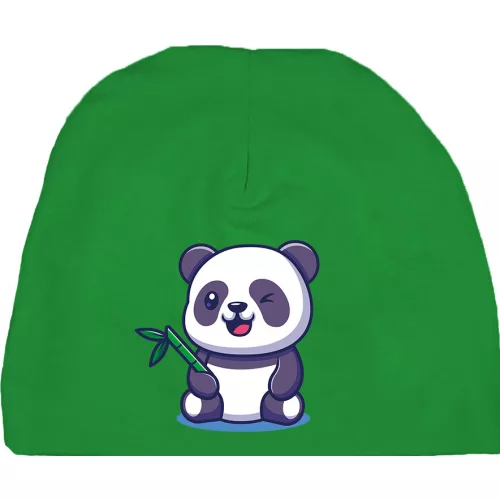 panda detská čiapka zelená