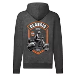 classic rider motorcycle mikina na zips, sivá