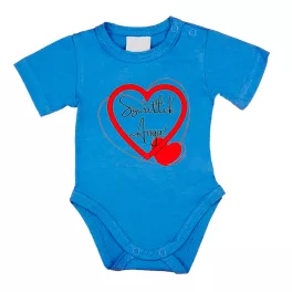   "ľúbim ťa mamička" krátky rukáv body pre bábätká modrá