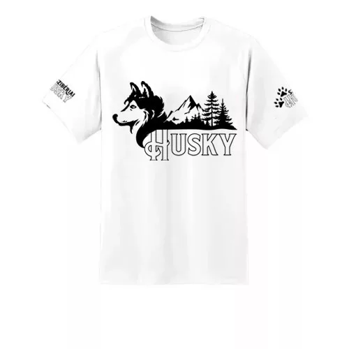 pánske biele tričko husky veľký vzor