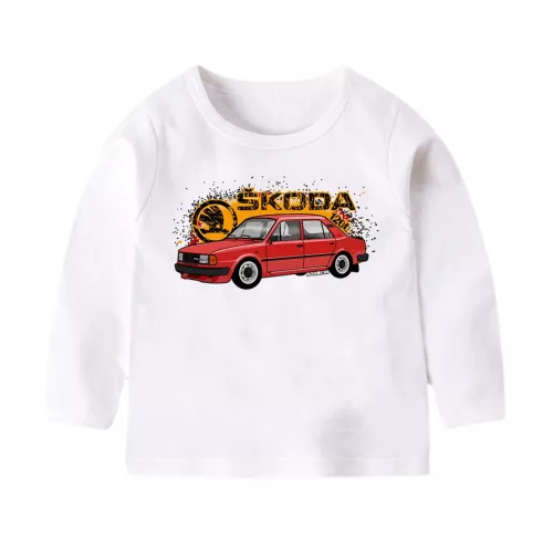 škoda 120 detské tričko s dlhým rukávom biele