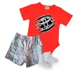 toyota červená krátky rukáv body pre bábätká + šortky a ponožky