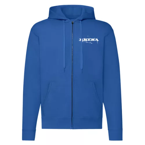 dutra modrý sveter na zips s bielym vzorom