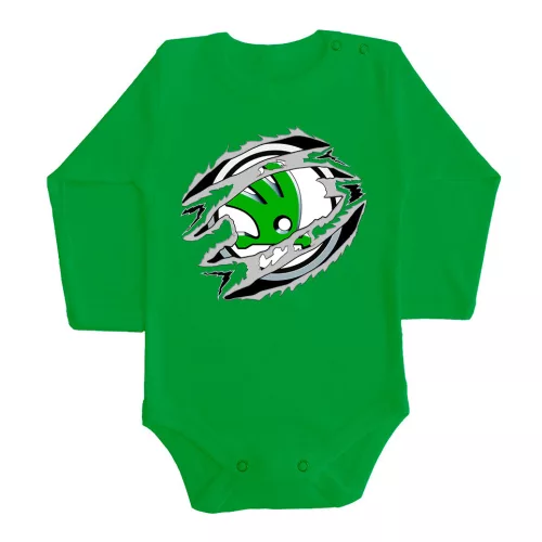 skoda zelené dojčenské telo s dlhým rukávom