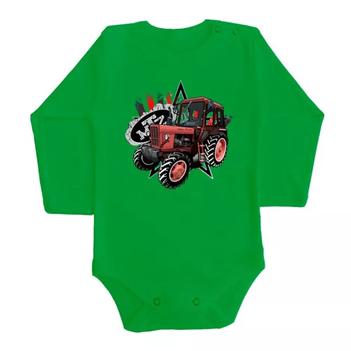 mtz 82 body pre bábätká zelené dlhý rukáv
