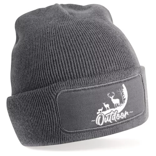 sivá outdoorová zimná čiapka jelen