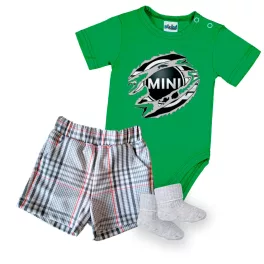   mini zelené krátky rukáv body pre bábätká + šortky a ponožky